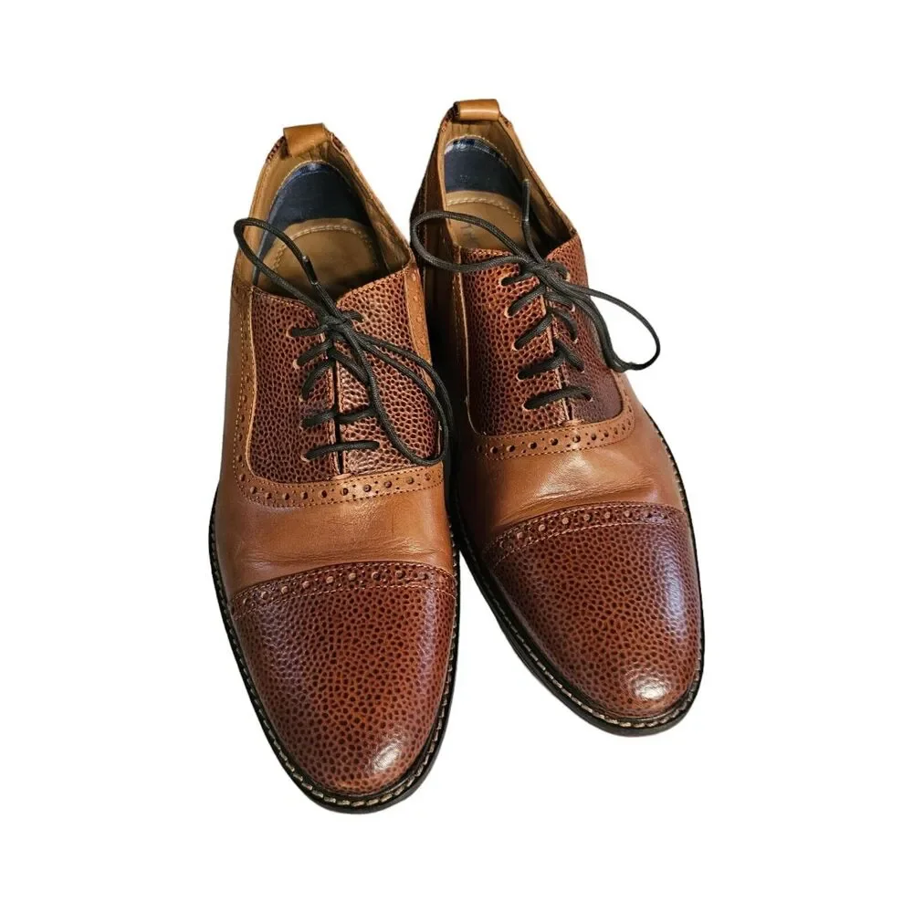 Thomas & Vine Lincoln Wingtip Oxford‎ Cognac Leather 9.5